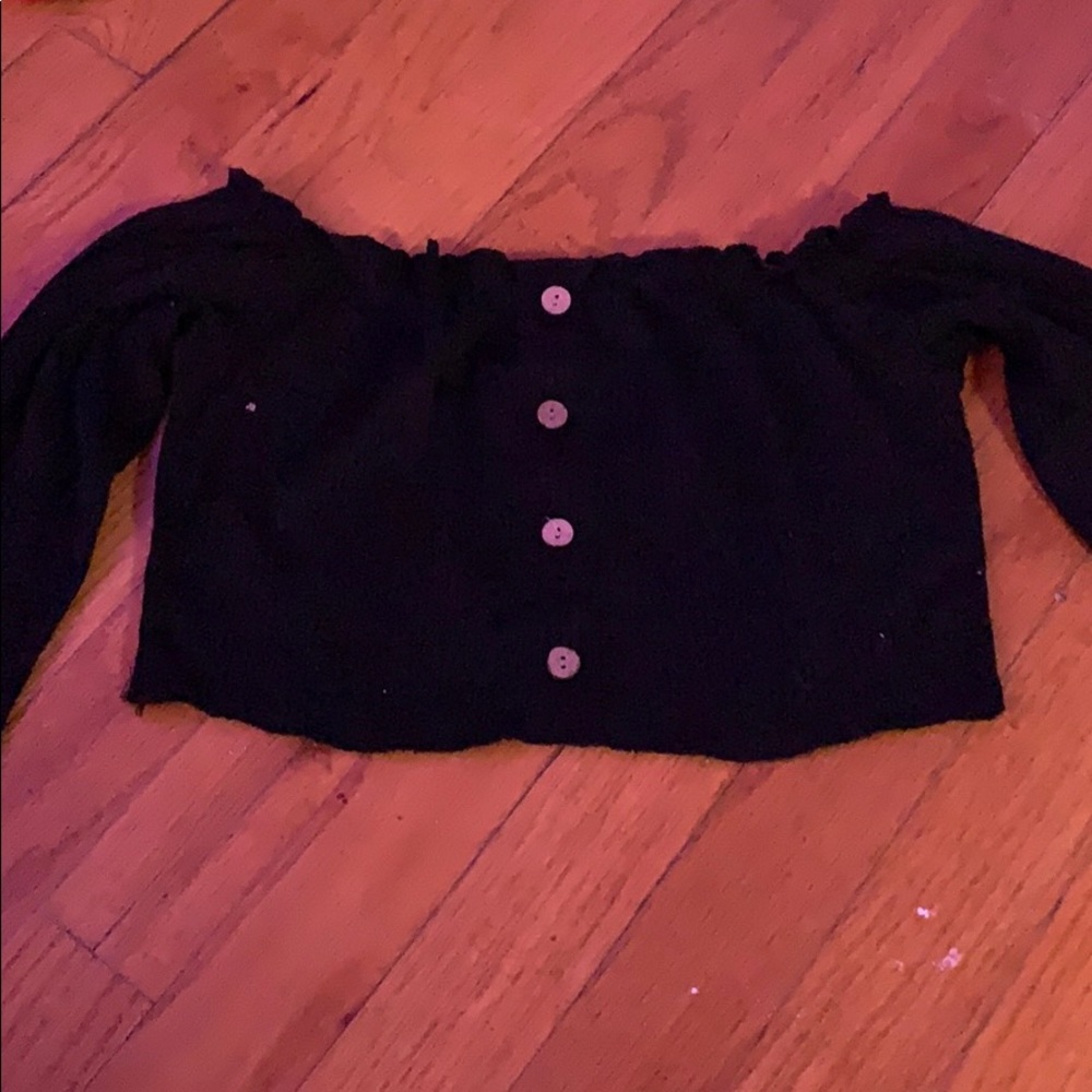 back ribbed off the shoulder croptop